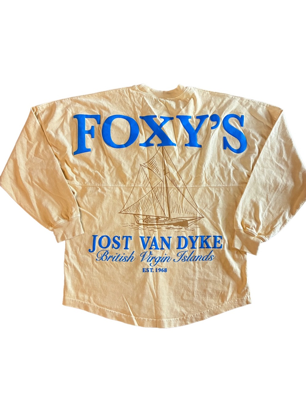 Foxy’s Jost Van Dyke Spirit Jersey Yellow BVI Puff Print S